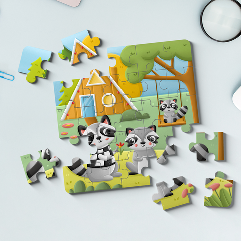 Raccoon Family Wooden Puzzle for Kids