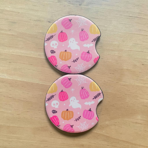 Spooky in Pink - Neoprene Car Coasters