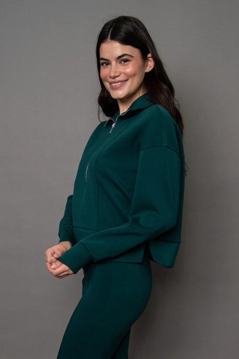 Mayura Soft Knit Half Zip Pullover - Dark Green