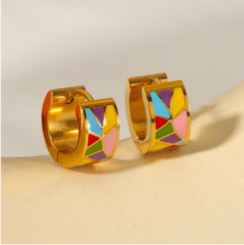 Confetti Charm Huggie Hoops Earrings