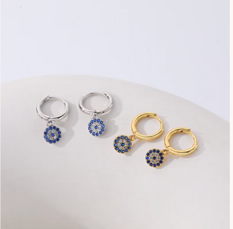 Watchful Sparkles Huggie Earrings