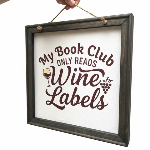 My Book Club Only Reads Wine Labels Canvas Wooden Sign