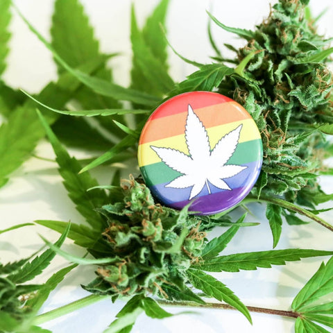 Cannabis Pride Weed Button Pin (1.25โ) - The Local Space