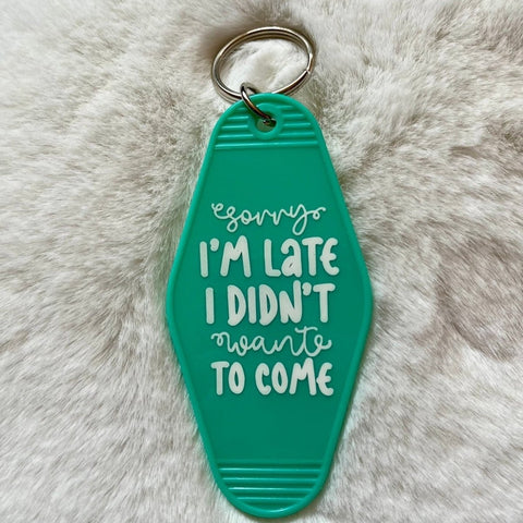 Elation Collective Sorry I'm Late Retro Motel Keychain - The Local Space