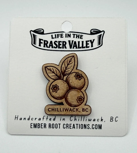 Chilliwack Blueberries - Wooden Souvenir Pin