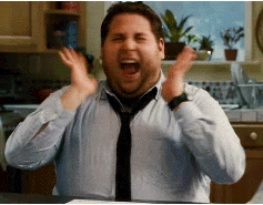 Jonah Hill screaming with excitement