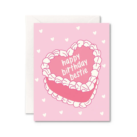 Pretty By Her Happy Birthday Bestie greeting card best friend birthday card - The Local Space