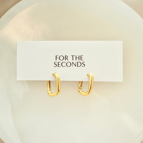 For The Seconds Jynn Hoops rectangular gold silver hoop earrings - The Local Space