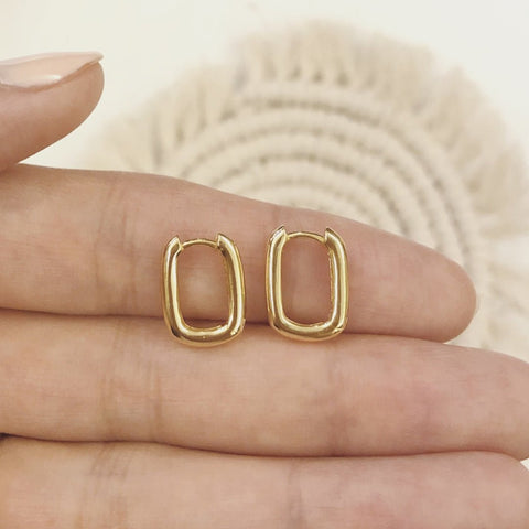 For The Seconds Jynn Hoops rectangular gold silver hoop earrings - The Local Space