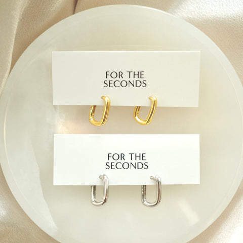 For The Seconds Jynn Hoops rectangular gold silver hoop earrings - The Local Space