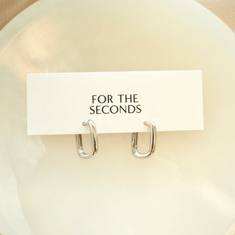 For The Seconds Jynn Hoops rectangular gold silver hoop earrings - The Local Space