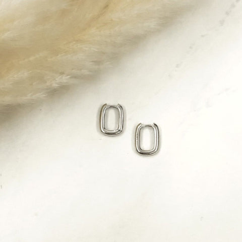 For The Seconds Jynn Hoops rectangular gold silver hoop earrings - The Local Space