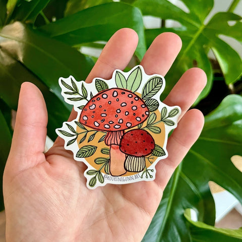 Kourtni Gunn Art Red Mushroom & Ferns Sticker - The Local Space