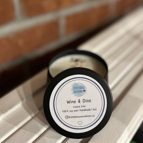Little House Creations Wine and Dine wood wick candle 6oz soy candle - The Local Space