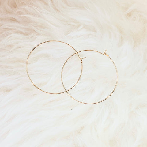 For The Seconds Liz Hoops thin gold hoop earrings 40mm - The Local Space