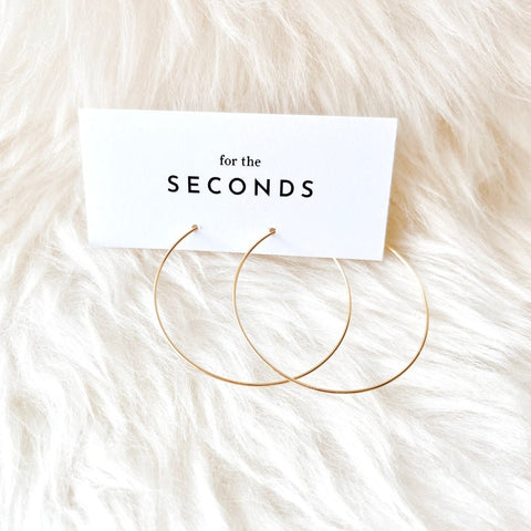 For The Seconds Liz Hoops thin gold hoop earrings 40mm - The Local Space
