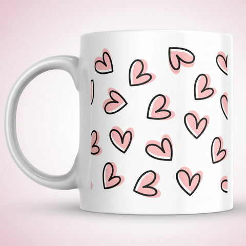 Pink Doodle Hearts | Ceramic Mugs - The Local Space