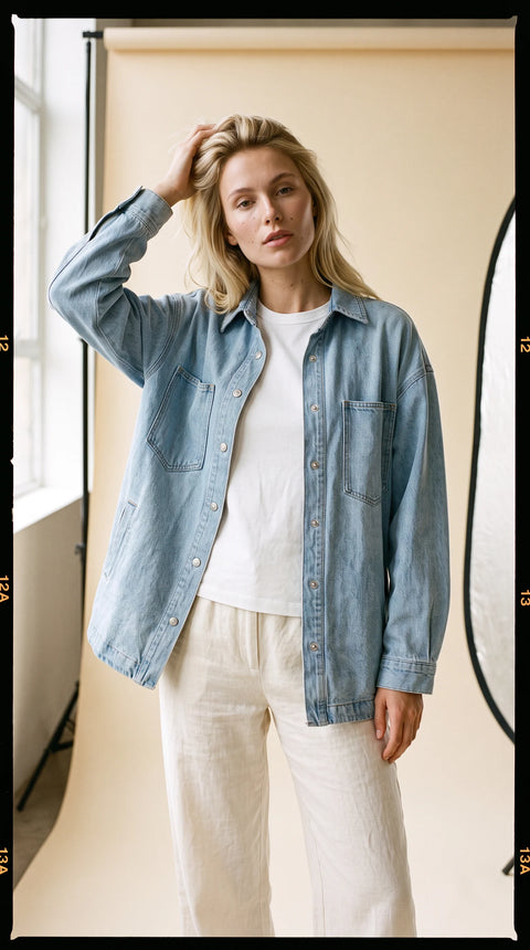 Kaitlin Oversized Light Wash Denim Jacket