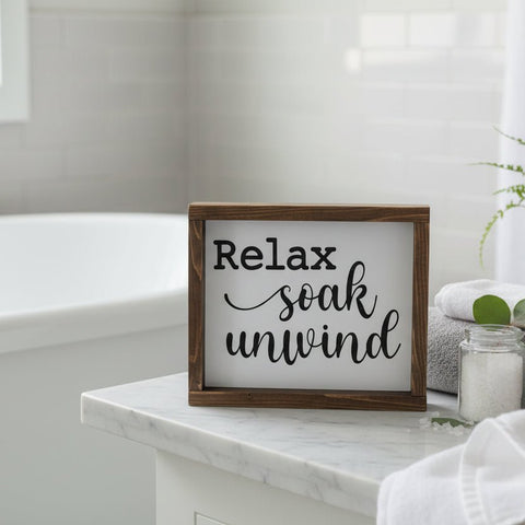 Relax, Soak, Unwind | Wood Sign - The Local Space