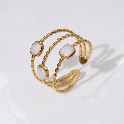 The Jazzy Owl Triple Charm Adjustable Ring - 18K Gold Plated - The Local Space