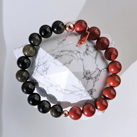 Tidal Moon Red Jasper + Golden Obsidian Bracelet - The Local Space
