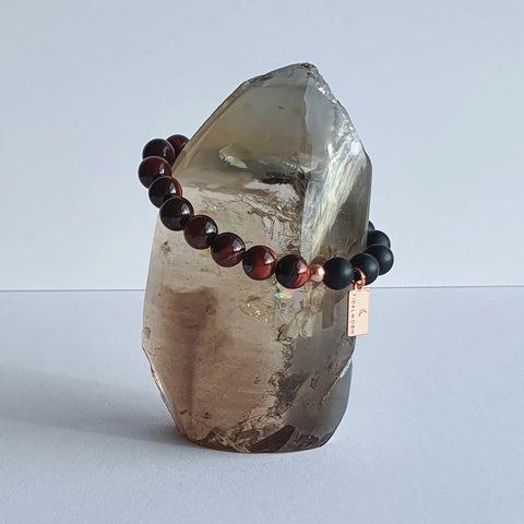Tidal Moon Red Tiger Eye + Onyx Bracelet - The Local Space