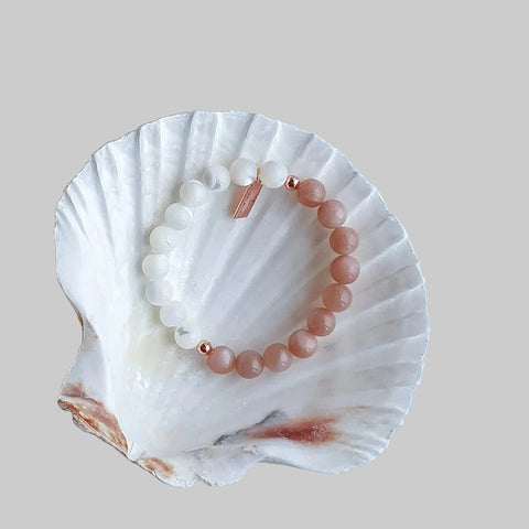 Tidal Moon Sunstone + Mother of Pearl Bracelet - The Local Space
