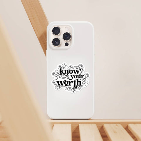 Know Your Worth - Waterproof Vinyl Sticker 