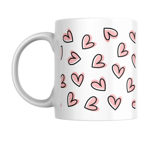 Pink Doodle Hearts | Ceramic Mugs