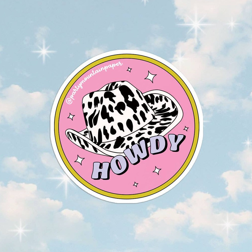 Party Mountain Paper Co. | Howdy Hat Sticker, The Local Space, Local Canadian Brands