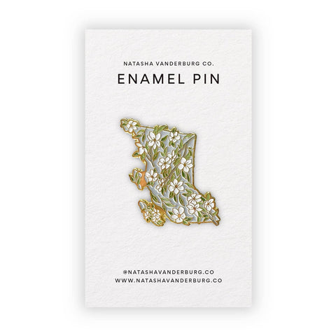 Natasha Vanderburg Co. | British Columbia Dogwood Enamel Pin, The Local Space, Local Canadian Brands