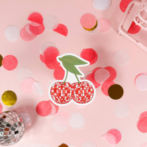 BlushedDesigns Co. - Disco Cherries Vinyl Sticker - The Local Space