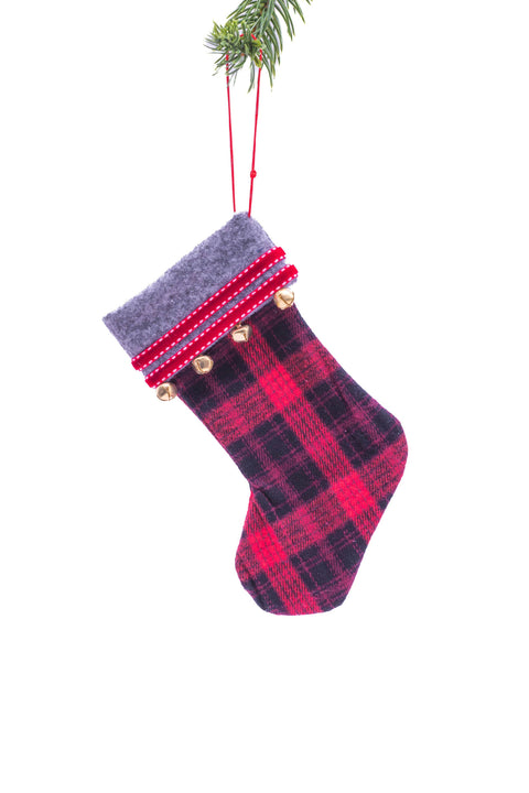 Red Hanging Plaid Stocking | Ornament