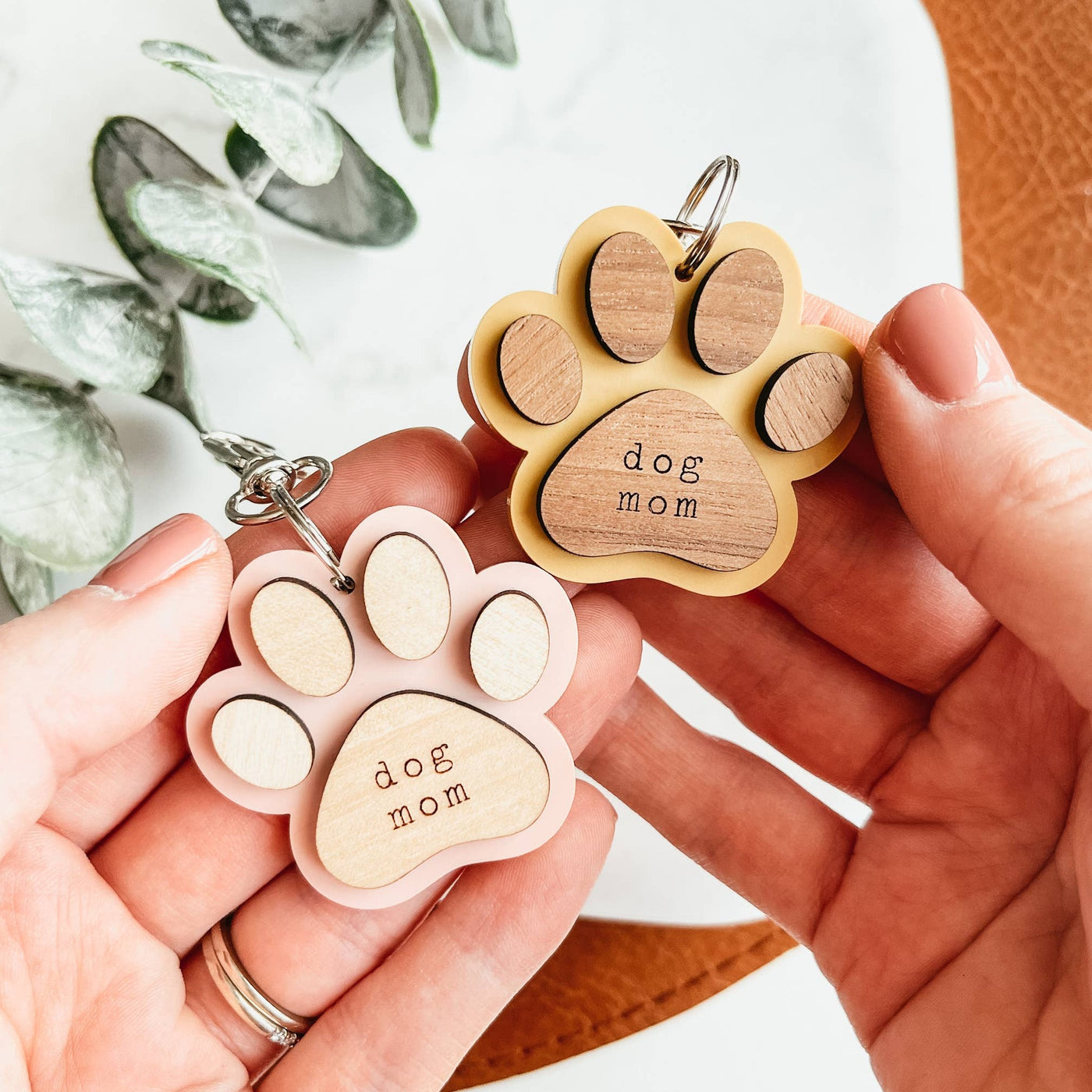 Knotty Design | Dog Mom Wood and Acrylic Keychain, The Local Space, Local Canadian Brands