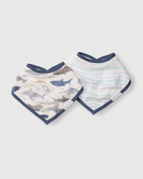 Bandana Bib Set - 2 Pack - Smiley Sharks