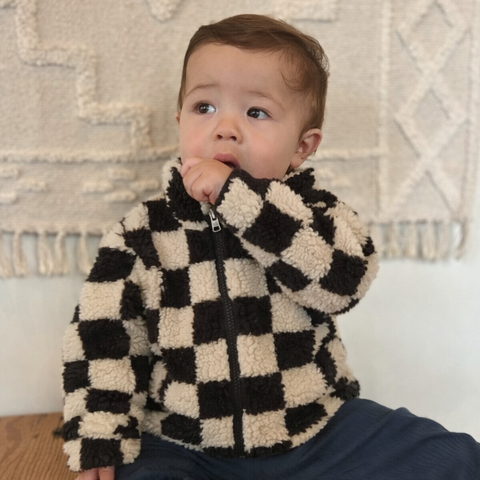 Brunette The Label Kids Checkered Sherpa Jacket