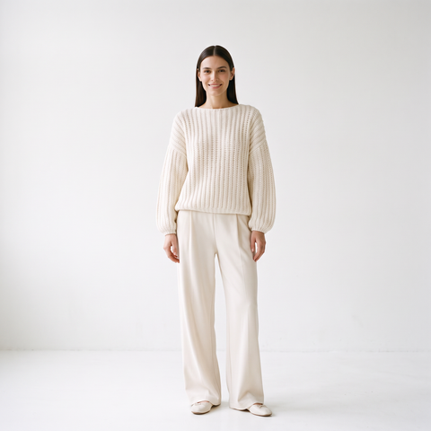 Evianna Cozy Knit Sweater - Cream