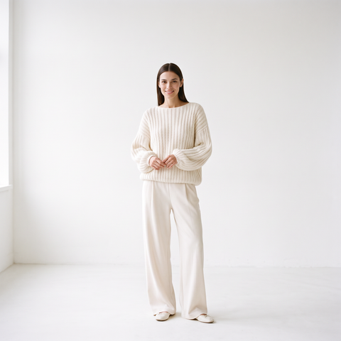 Evianna Cozy Knit Sweater - Cream
