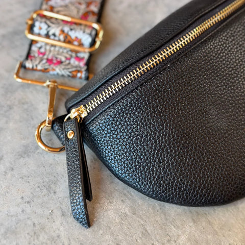Vegan Leather Crossbody Bag Black