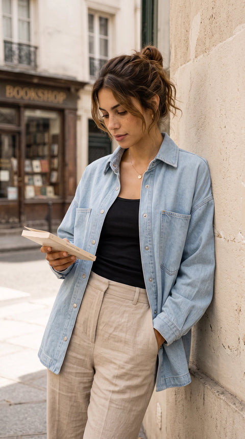 Kaitlin Oversized Light Wash Denim Jacket