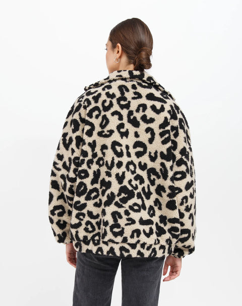 Leopard Sherpa Jacket | Tan