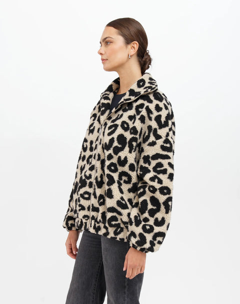 Leopard Sherpa Jacket | Tan