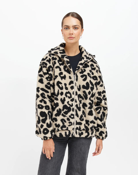 Leopard Sherpa Jacket | Tan