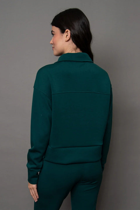 Mayura Soft Knit Half Zip Pullover - Dark Green