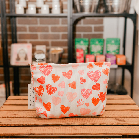 Hearts All Over Corduroy | Cosmetics Bag