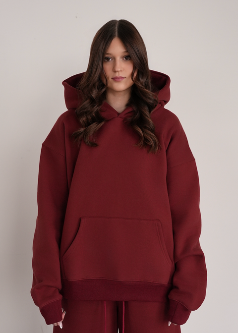 Heavyweight Pullover Hoodie — Merlot (v3)