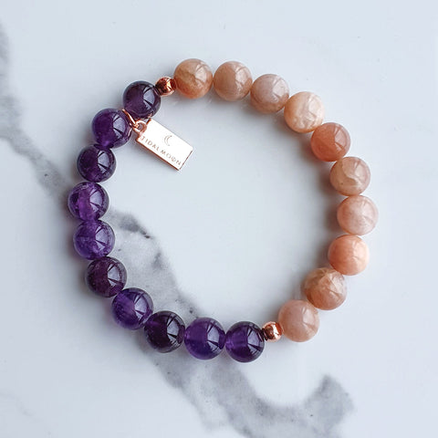 Amethyst + Peach Moonstone | Bracelet