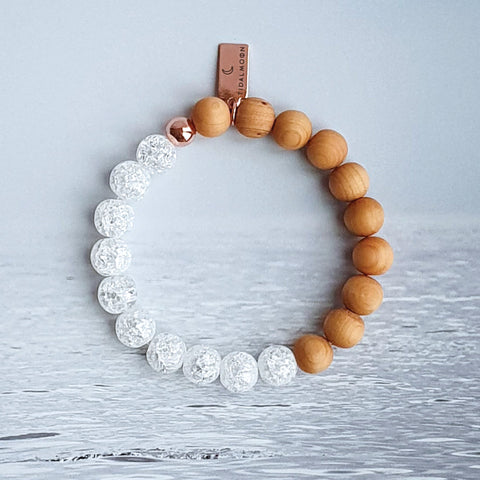 Crackle Clear Quartz + Cedarwood | Bracelet