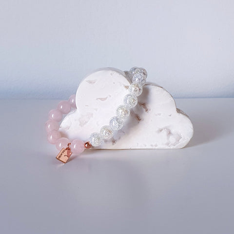 Rose Quartz + Aura Crackle Quartz | Bracelet