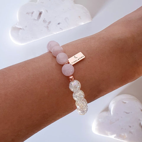 Rose Quartz + Aura Crackle Quartz | Bracelet